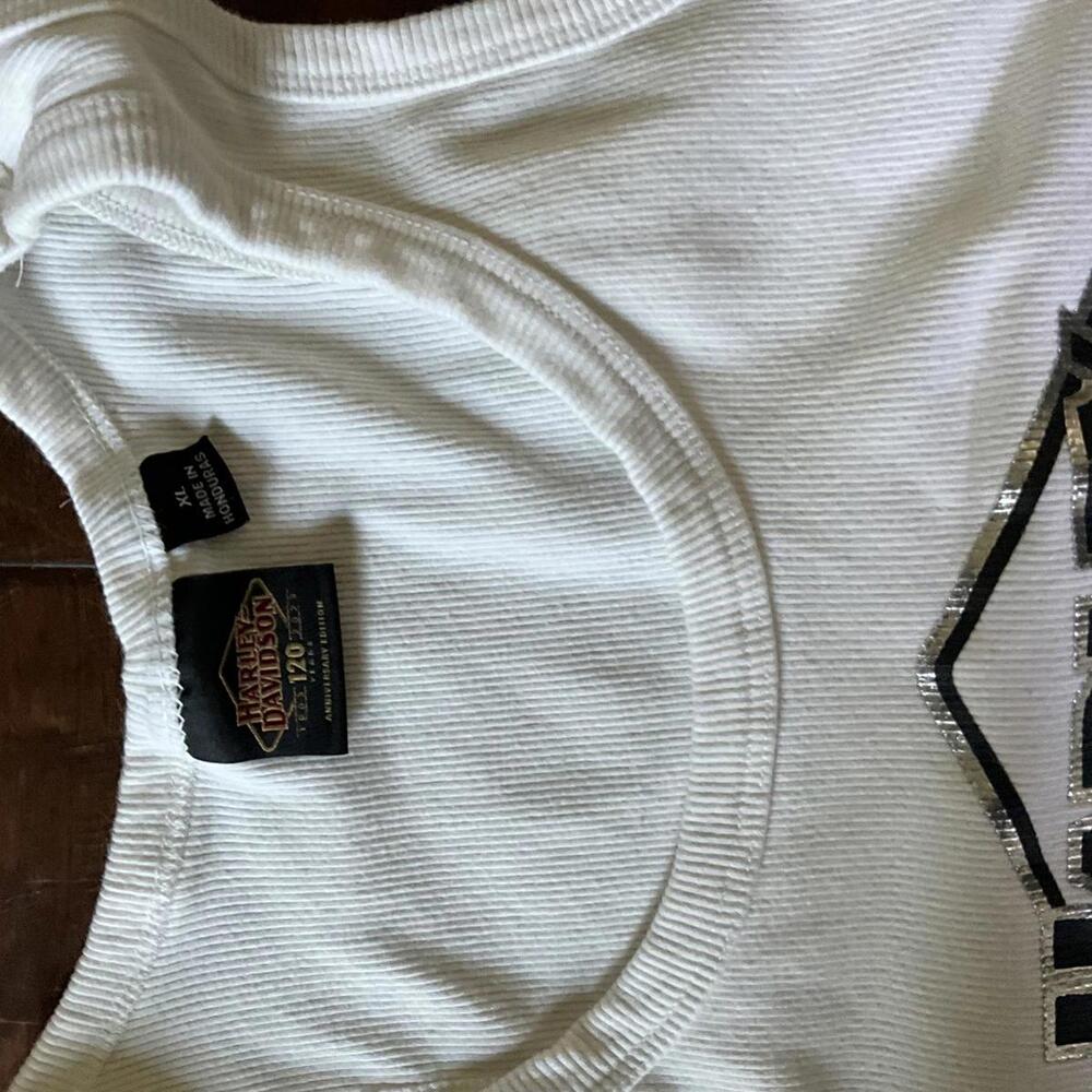 Harley Davidson 120 Years Women’s White Ribbed Tank - Picture 3 of 4